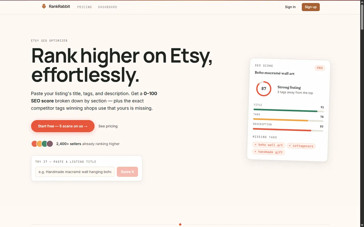 RankRabbit — a real app built with Velra